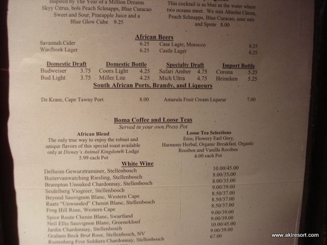 Drink and wine menus MIDDLE